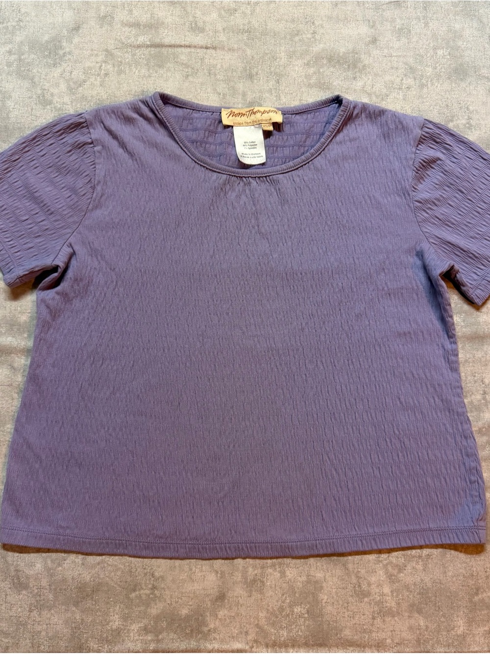 Vintage Norm Thompson Women's XS/P Textured Stretch Knit Scoop Neck T-Shirt